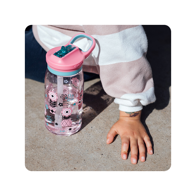 QUOKKA KIDS BOTELLA ECOZEN CON SIPPER GLOW MELODIC FLOWERS 580 ML