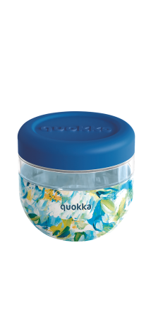 QUOKKA RECIPIENTE COMIDA MS CON FUNDA DE SILICONA BUBBLE BLUE PEONIES 770 ML