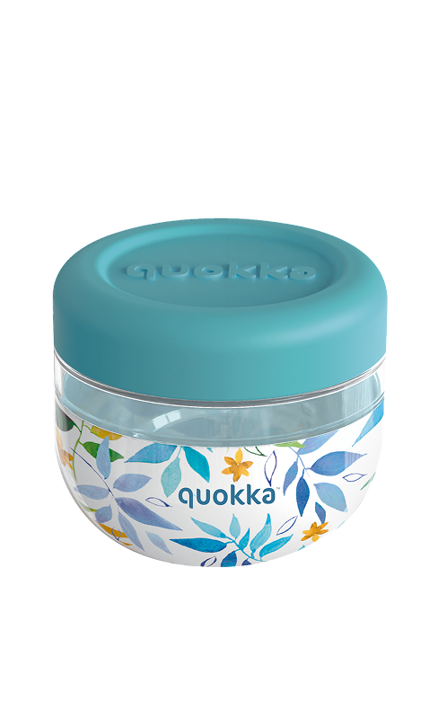 QUOKKA RECIPIENTE COMIDA MS CON FUNDA DE SILICONA BUBBLE WATERCOLOR LEAVES 500 ML