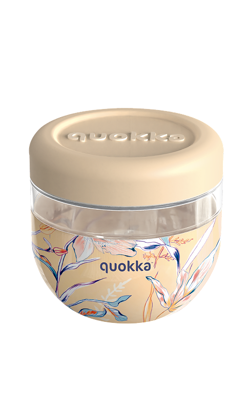 QUOKKA RECIPIENTE COMIDA MS CON FUNDA DE SILICONA BUBBLE VINTAGE FLORAL 770 ML