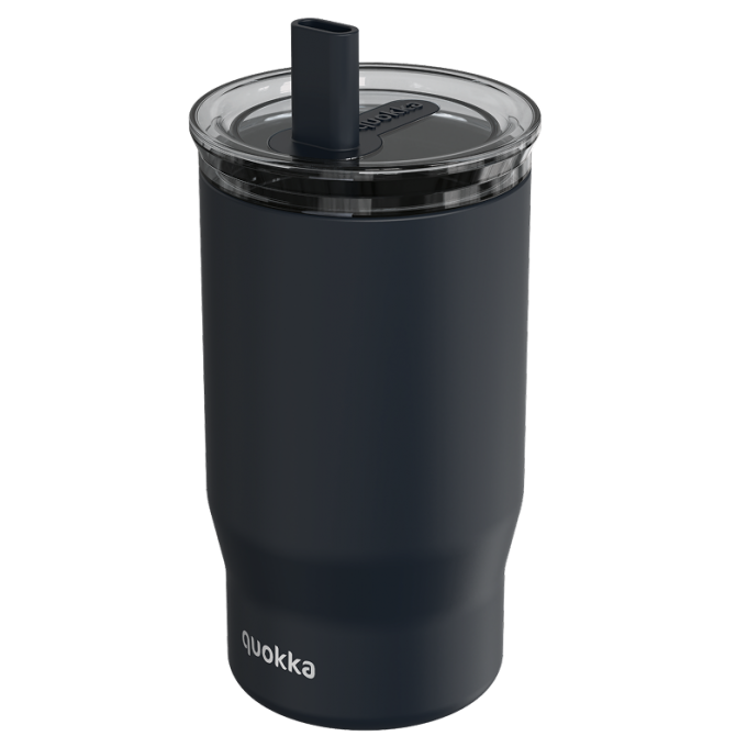 QUOKKA VASO TERMO ACERO INOXIDABLE CON PAJITA MIST BLACK 720 ML