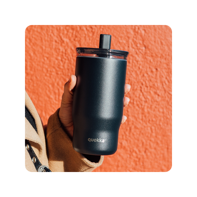 QUOKKA VASO TERMO ACERO INOXIDABLE CON PAJITA MIST BLACK 720 ML