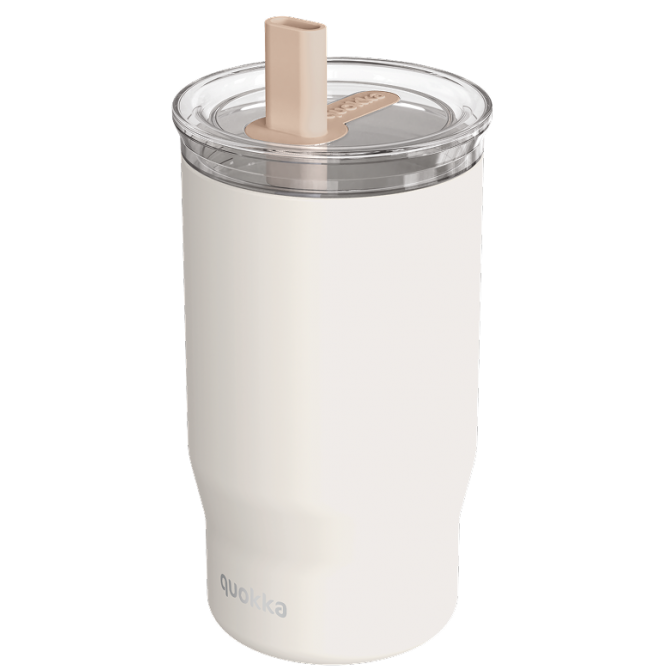 QUOKKA VASO TERMO ACERO INOXIDABLE CON PAJITA MIST IVORY 720 ML