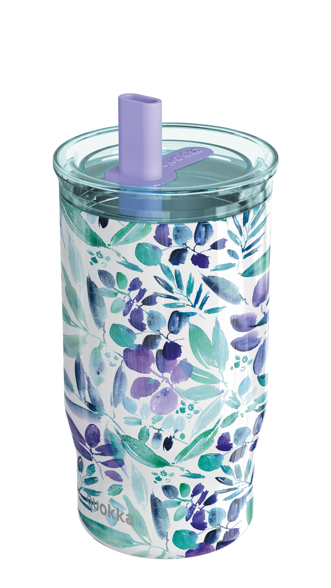 QUOKKA VASO TERMO ACERO INOXIDABLE CON PAJITA MIST VIOLET BLOOMS 720 ML