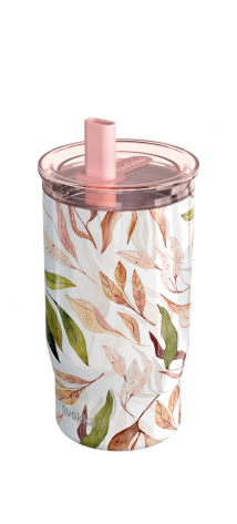 QUOKKA VASO TERMO ACERO INOXIDABLE CON PAJITA MIST FALLING LEAVES 720 ML