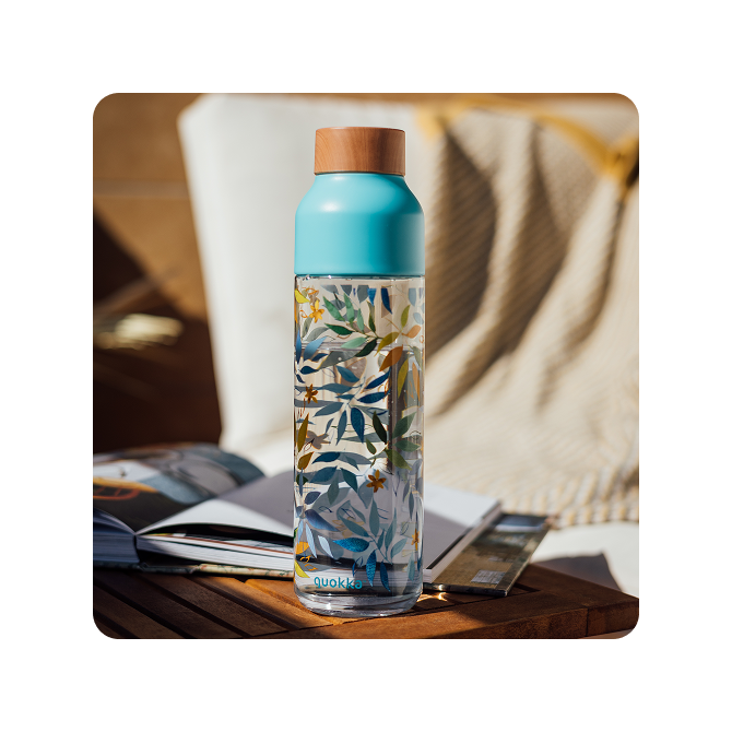 QUOKKA BOTELLA ECOZEN ICE WATERCOLOR LEAVES 840 ML