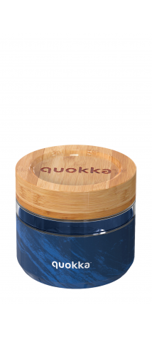 QUOKKA RECIPIENTE COMIDA CRISTAL CON FUNDA DE SILICONA DELI WOOD GRAIN 500 ML