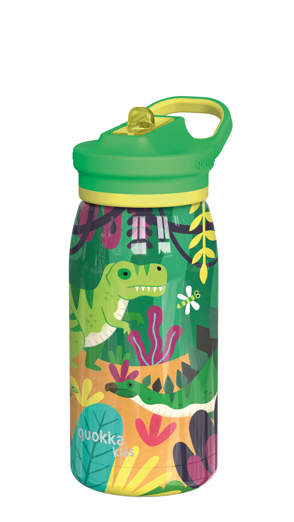 QUOKKA KIDS BOTELLA TERMO ACERO INOXIDABLE CON SIPPER POP DINOSAURS JUNGLE 445 ML