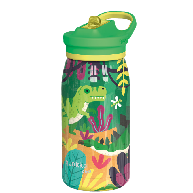 QUOKKA KIDS BOTELLA TERMO ACERO INOXIDABLE CON SIPPER POP DINOSAURS JUNGLE 445 ML