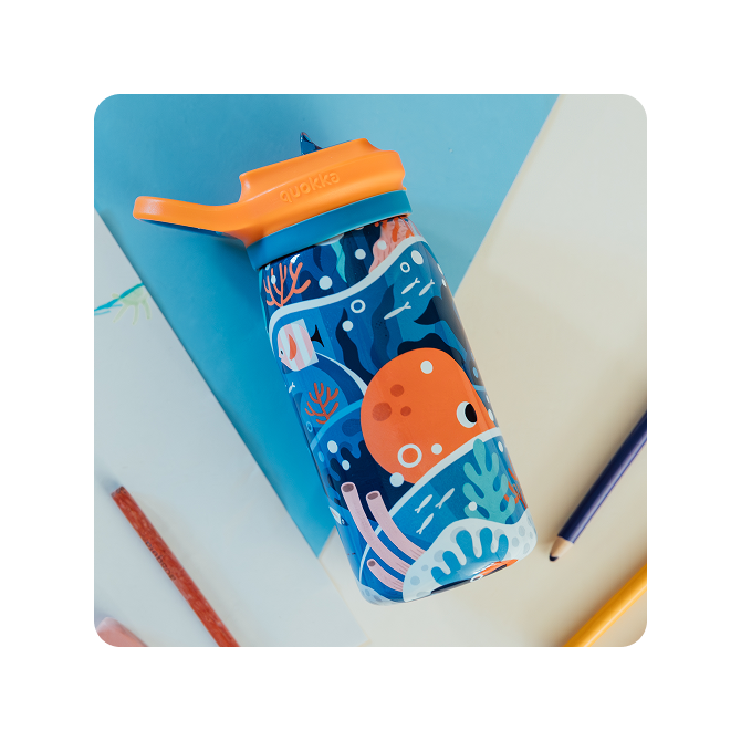 QUOKKA KIDS BOTELLA TERMO ACERO INOXIDABLE CON SIPPER POP OCEAN 445 ML