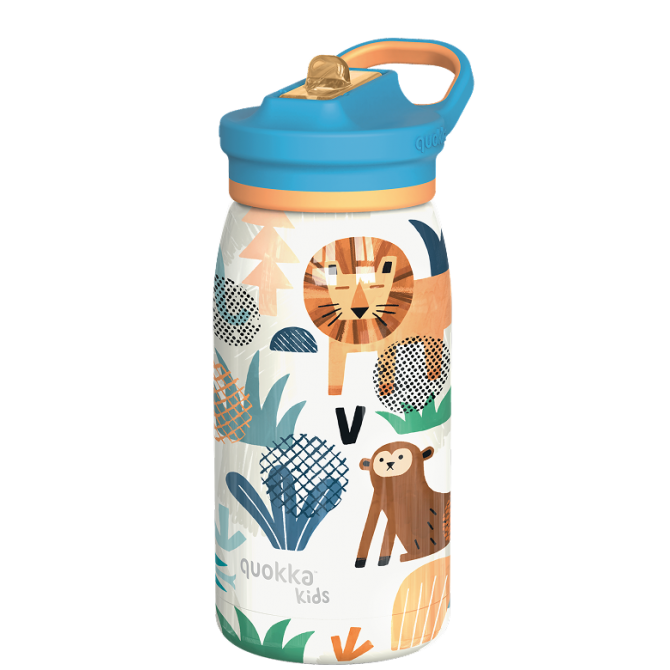 QUOKKA KIDS BOTELLA TERMO ACERO INOXIDABLE CON SIPPER POP SAFARI 445 ML