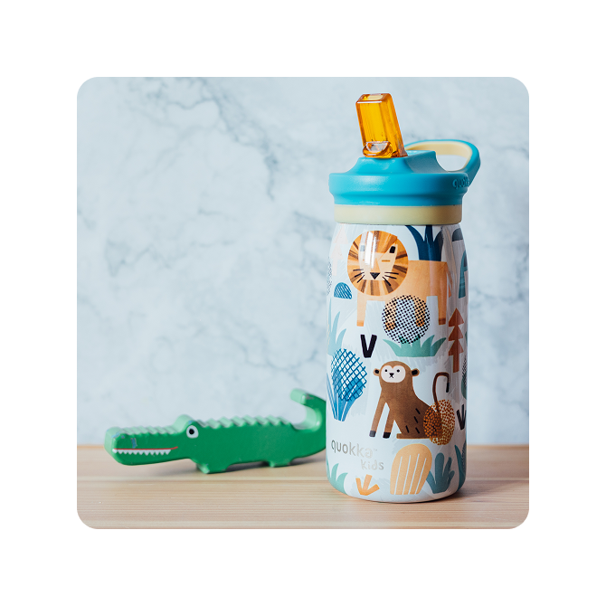 QUOKKA KIDS BOTELLA TERMO ACERO INOXIDABLE CON SIPPER POP SAFARI 445 ML