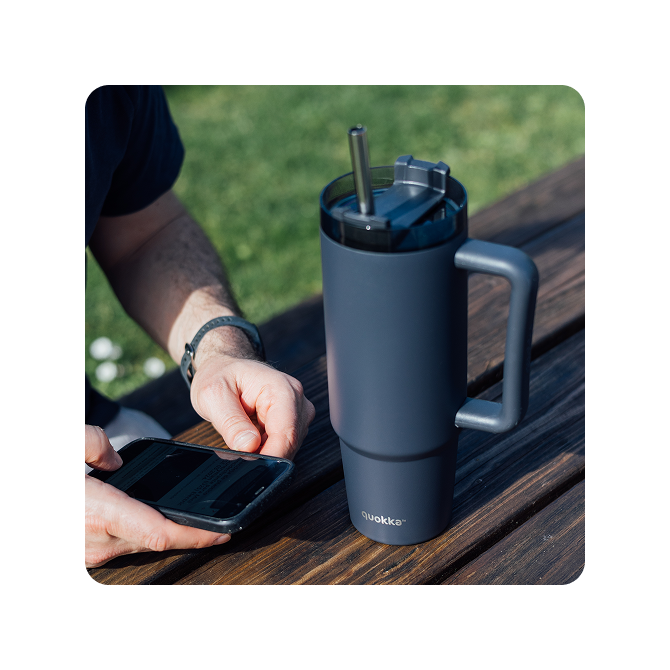 QUOKKA TAZA TERMO ACERO INOXIDABLE STREAM BLACK L 950 ML