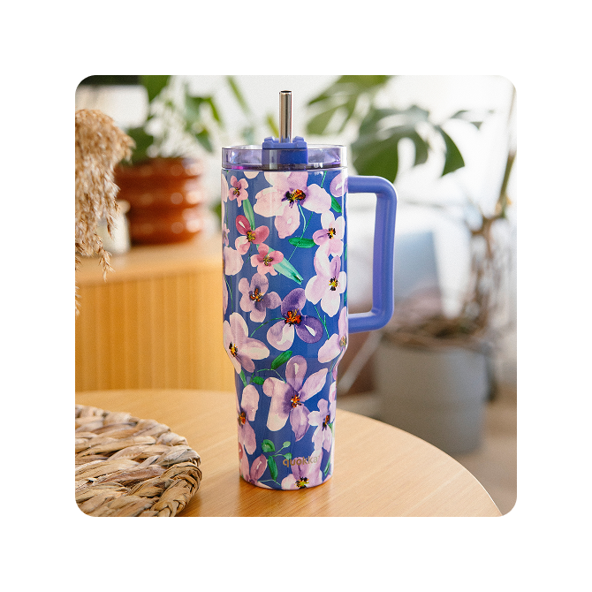 QUOKKA TAZA TERMO ACERO INOXIDABLE STREAM FLOWER DUSK XL 1200 ML