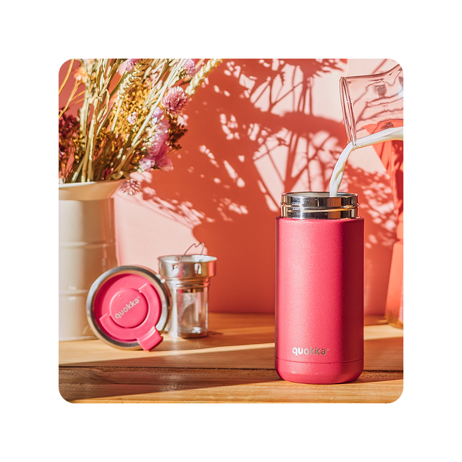 QUOKKA VASO CAFE TERMICO ACERO INOXIDABLE BOOST MAROON 400 ML