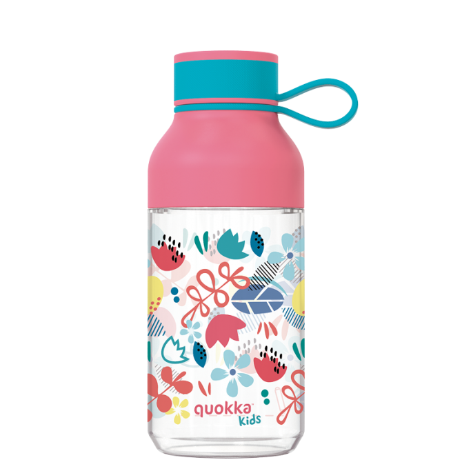 QUOKKA KIDS BOTELLA ECOZEN ICE CON COLGADOR FLOWERS 430 ML