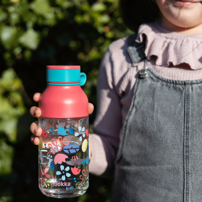 QUOKKA KIDS BOTELLA ECOZEN ICE CON COLGADOR FLOWERS 430 ML