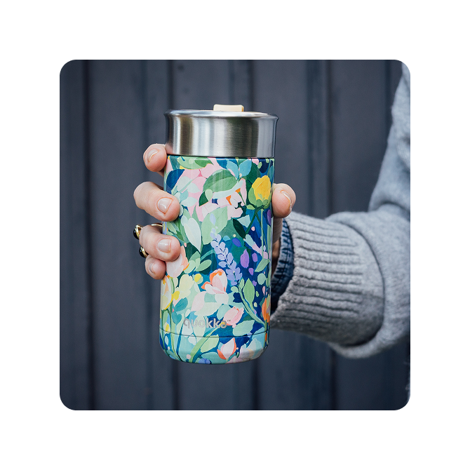 QUOKKA VASO CAFE TERMICO ACERO INOXIDABLE BOOST FLORAL PARTY 400 ML