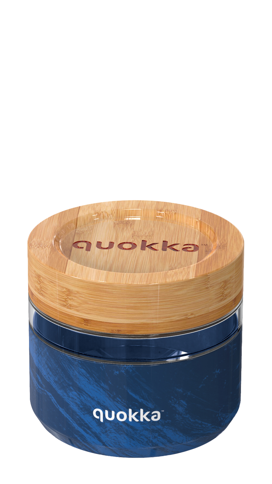 QUOKKA RECIPIENTE COMIDA CRISTAL CON FUNDA DE SILICONA DELI WOOD GRAIN 500 ML