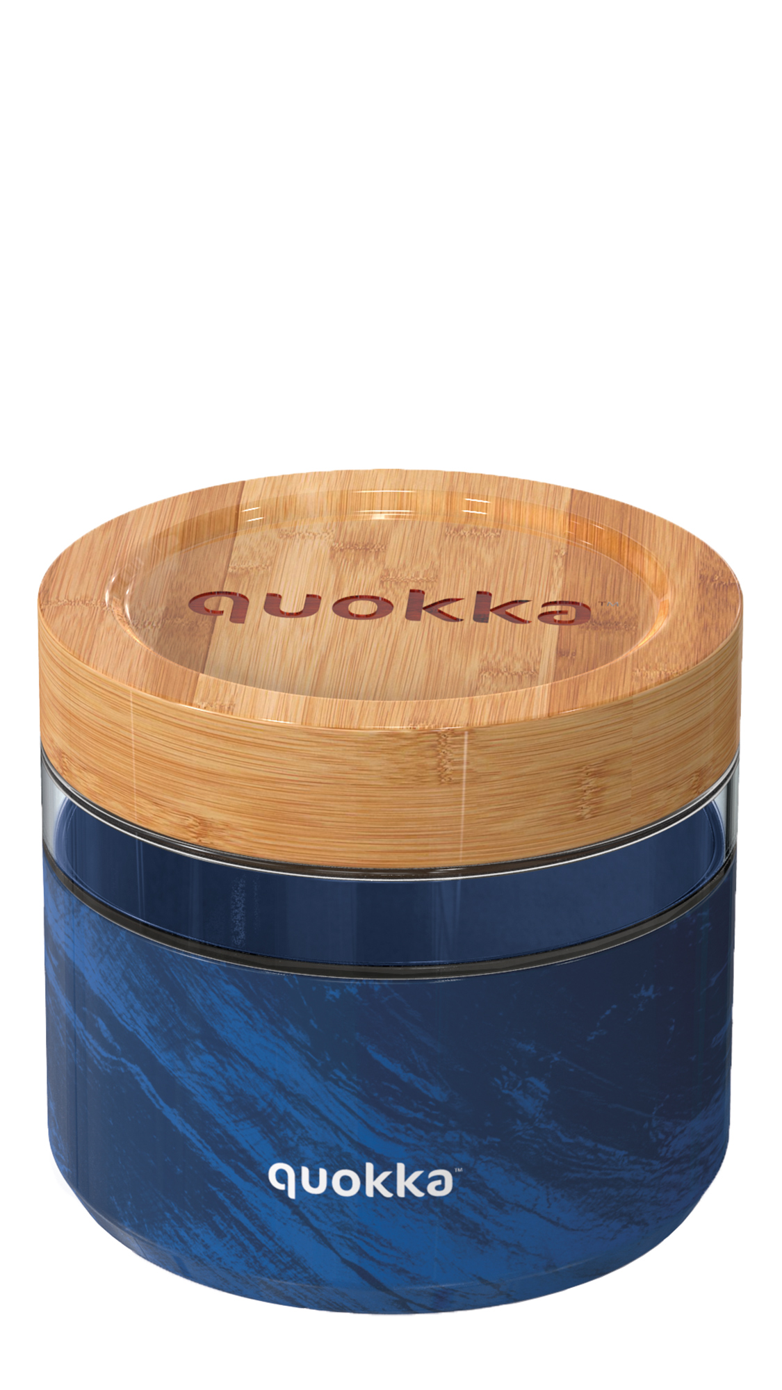 QUOKKA RECIPIENTE COMIDA CRISTAL CON FUNDA DE SILICONA DELI WOOD GRAIN 820 ML