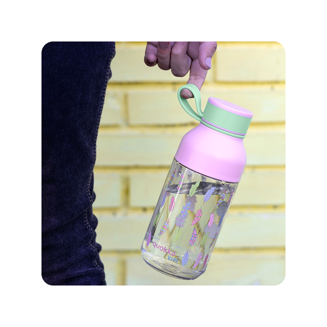 QUOKKA KIDS BOTELLA ECOZEN ICE CON COLGADOR FEATHERS 430 ML