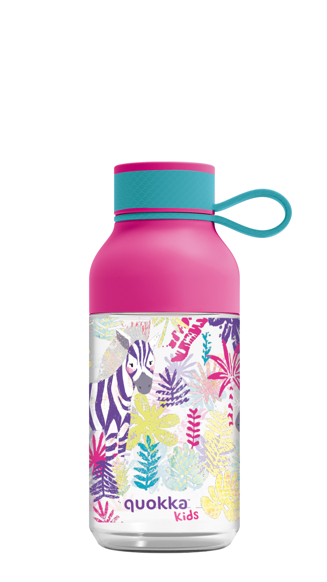 QUOKKA KIDS BOTELLA ECOZEN ICE CON COLGADOR ZEBRAS 430 ML