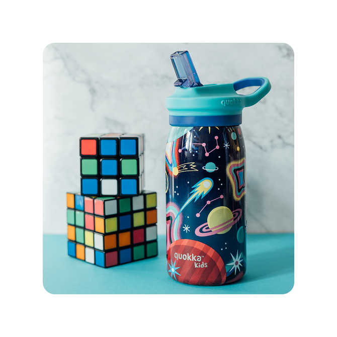QUOKKA KIDS BOTELLA TERMO ACERO INOXIDABLE CON SIPPER POP SPACE 445 ML