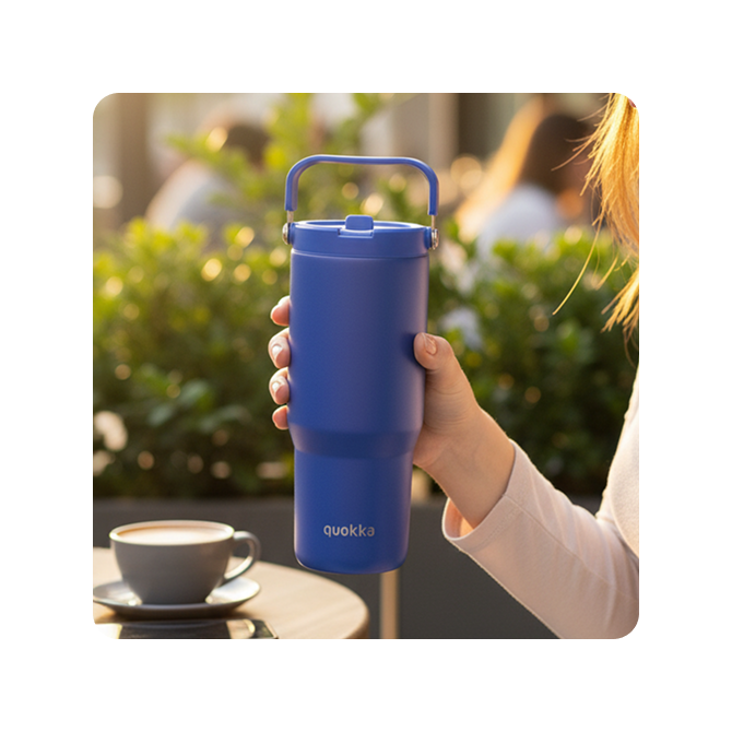 QUOKKA VASO COOL TERMO ACERO INOXIDABLE CON ASA CORE DUSK BLUE 860 ML