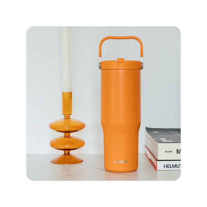 QUOKKA VASO COOL TERMO ACERO INOXIDABLE CON ASA CORE PAPAYA ORANGE 860 ML