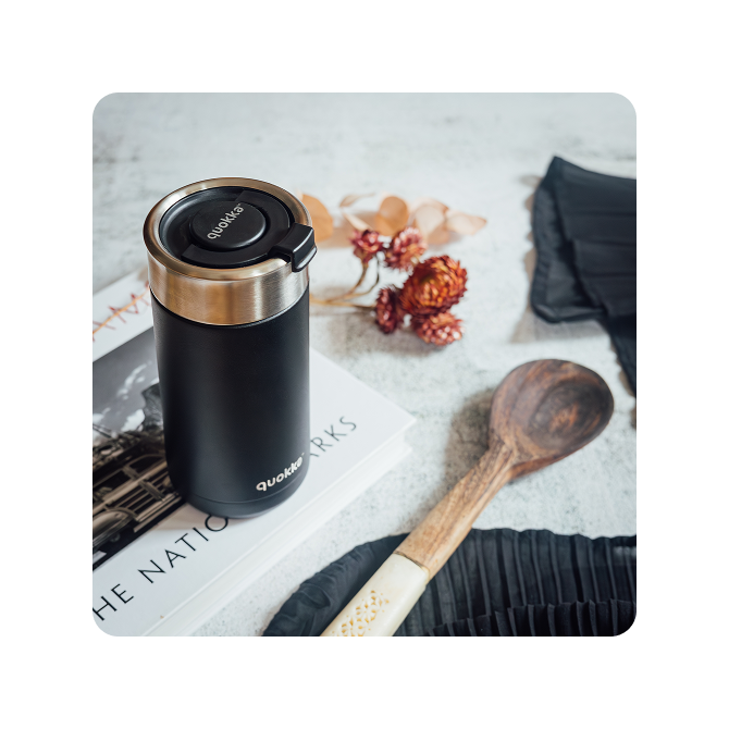 QUOKKA VASO CAFE TERMICO ACERO INOXIDABLE BOOST CARBON BLACK 400 ML