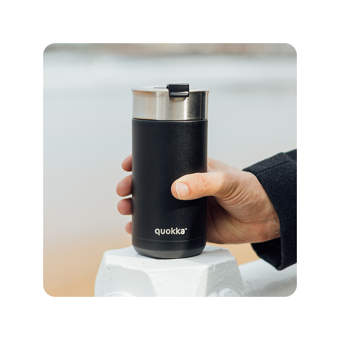 QUOKKA VASO CAFE TERMICO ACERO INOXIDABLE BOOST CARBON BLACK 400 ML