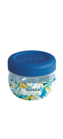 QUOKKA RECIPIENTE COMIDA MS CON FUNDA DE SILICONA BUBBLE BLUE PEONIES 500 ML