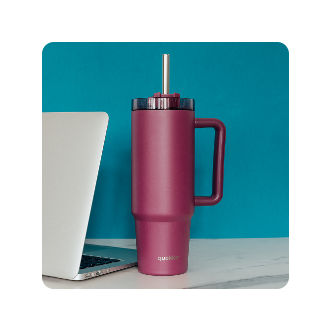 QUOKKA TAZA TERMO ACERO INOXIDABLE STREAM BURGUNDY 950 ML