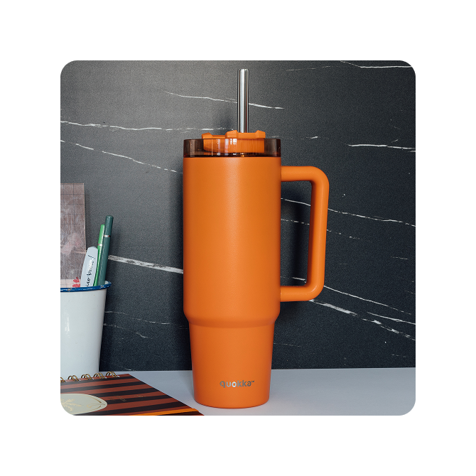 QUOKKA TAZA TERMO ACERO INOXIDABLE STREAM PAPAYA ORANGE 950 ML