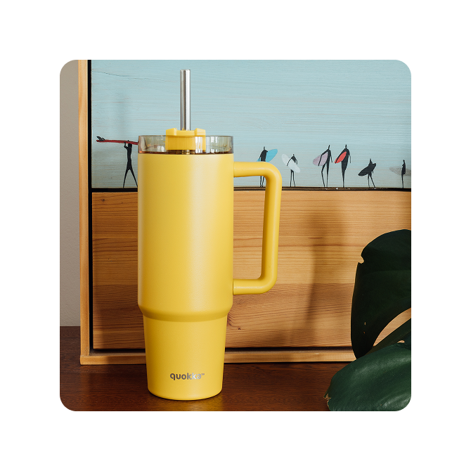 QUOKKA TAZA TERMO ACERO INOXIDABLE STREAM SAFFRON YELLOW 950 ML