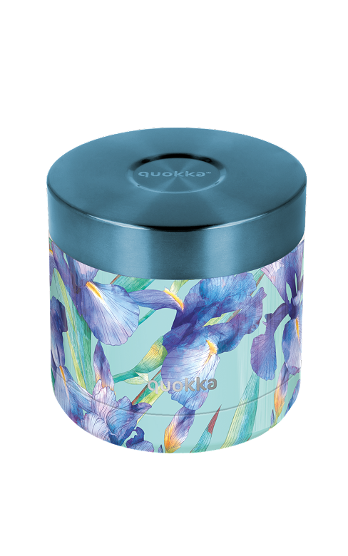 QUOKKA RECIPIENTE COMIDA TERMICO ACERO INOXIDABLE WHIM BLUE IRISES 600 ML