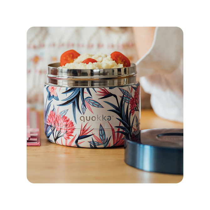 QUOKKA RECIPIENTE COMIDA TERMICO ACERO INOXIDABLE WHIM ABSTRACT LEAVES 600 ML