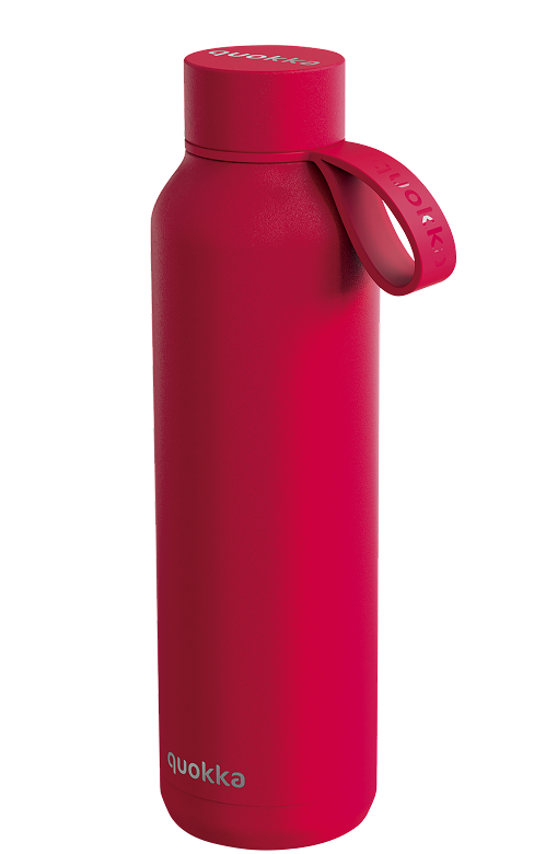 QUOKKA BOTELLA TERMO ACERO INOXIDABLE SOLID CON COLGADOR CHERRY RED 630 ML