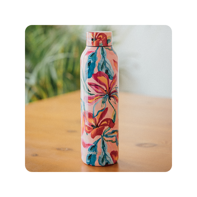 QUOKKA BOTELLA TERMO ACERO INOXIDABLE SOLID TROPICAL BLOOM 630 ML