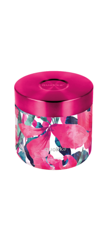 QUOKKA RECIPIENTE COMIDA TERMICO ACERO INOXIDABLE WHIM PINK BLOOM 600 ML