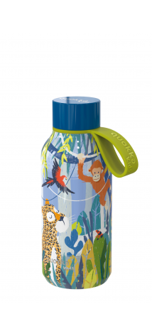 QUOKKA KIDS BOTELLA TERMO ACERO INOXIDABLE SOLID CON COLGADOR JUNGLE 330 ML