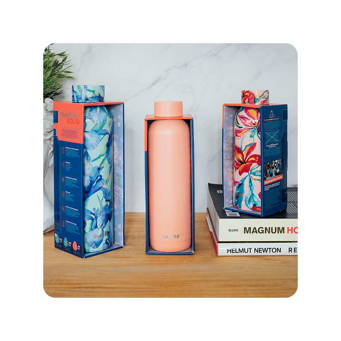 QUOKKA BOTELLA TERMO ACERO INOXIDABLE SOLID CON COLGADOR WAVES 630 ML