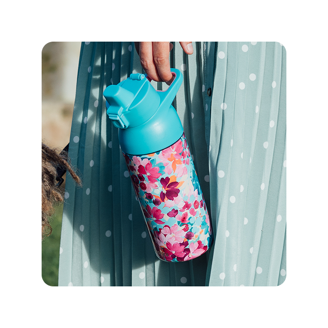 QUOKKA BOTELLA TERMO ACERO INOXIDABLE CON SIPPER TIDE FLORAL JUMBLE 700 ML