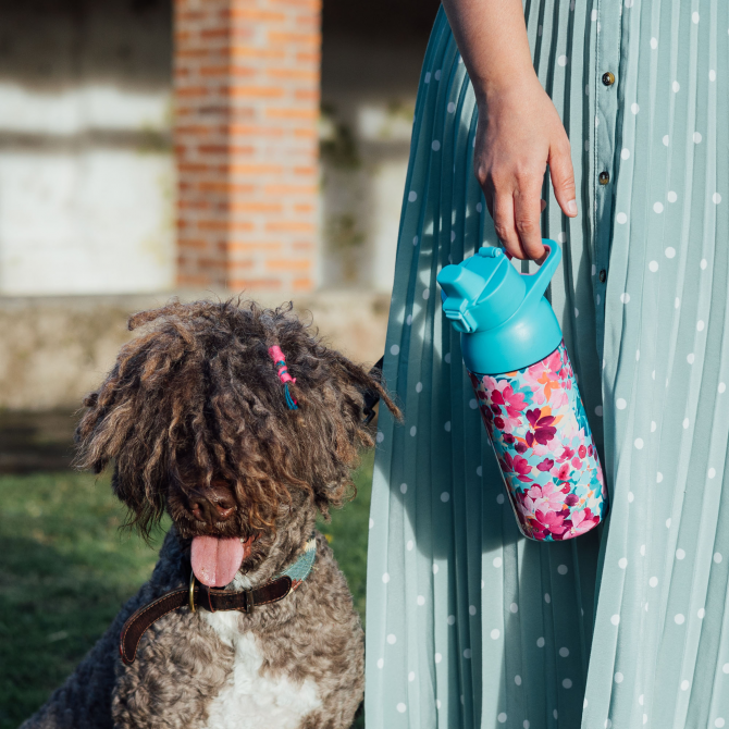 QUOKKA BOTELLA TERMO ACERO INOXIDABLE CON SIPPER TIDE FLORAL JUMBLE 700 ML