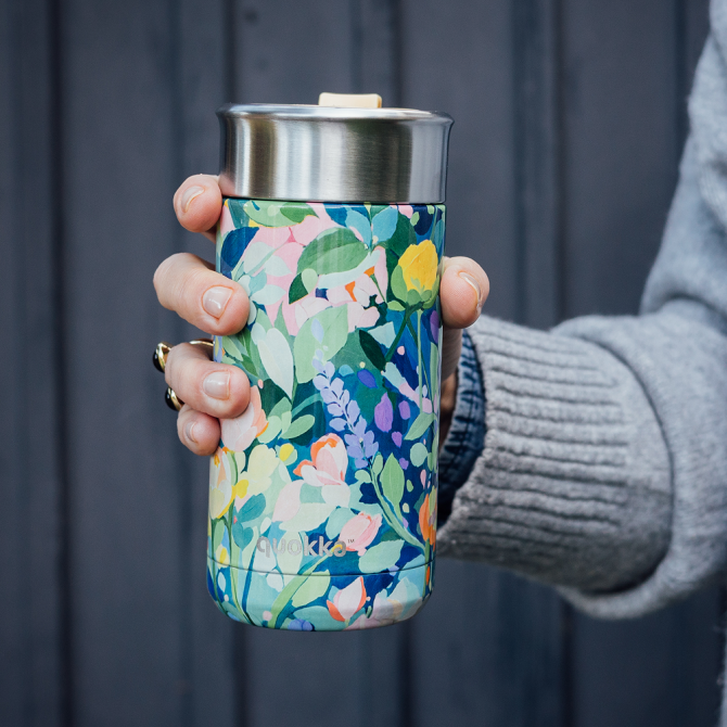 QUOKKA VASO CAFE TERMICO ACERO INOXIDABLE BOOST FLORAL PARTY 400 ML