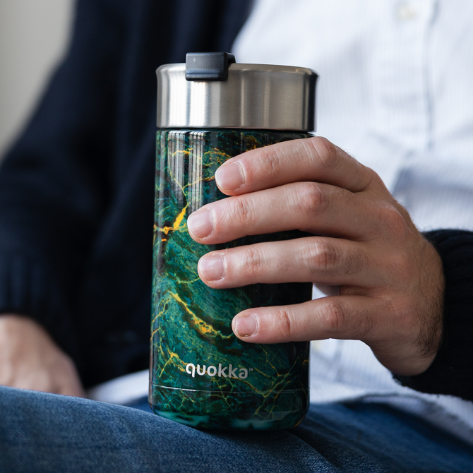 QUOKKA VASO CAFE TERMICO ACERO INOXIDABLE BOOST GREENSTONE 400 ML