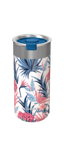 QUOKKA VASO CAFE TERMICO ACERO INOXIDABLE BOOST BLUE GARDEN 400 ML