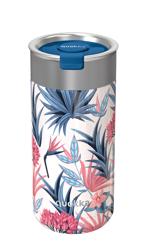 QUOKKA VASO CAFE TERMICO ACERO INOXIDABLE BOOST BLUE GARDEN 400 ML