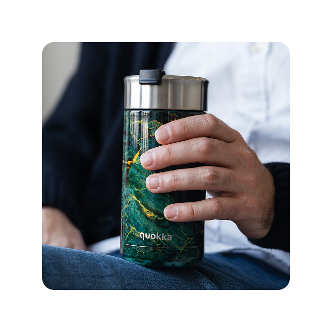 QUOKKA VASO CAFE TERMICO ACERO INOXIDABLE BOOST BLUE GARDEN 400 ML