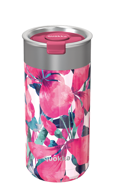 QUOKKA VASO CAFE TERMICO ACERO INOXIDABLE BOOST PINK BLOOM 400 ML